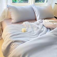 Juego de ropa de cama de 3 piezas con funda de edredón de estilo minimalista lavado de seda, 1 funda de edredón + 2 fundas de almohada (sin relleno), fresco pero no helado, sedoso y suave, adecuado para dormir desnudo, lavable a máquina, se adapta a camas Full/Queen/King, apto para dormitorio principal, habitación de invitados, dormitorio