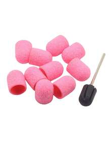 Easy Nail 10个指甲打磨帽，带10毫米钻头，适用于足部锉刀、去茧器、美甲修脚抛光，#80 #120 #180 粉色紫色