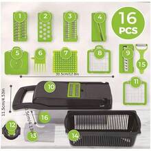16-In-1 Vegetable Chopper, Professional Onion Chopper, Multifunctional Food Chopper, Kitchen Vegetable Slicer And Dicer, Vegetable Chopper With 8 Blades, Carrot Chopper With Container,The Perfect Halloween Gift. - 16PCS - View 8
