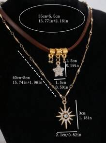 2Pcs/Set Fashion Sunflower Shiny Zirconia Pendant Necklace, Y2k Sweet Cool Style Women Stacking Collarbone Chain Necklace, Party Daily Jewellery
