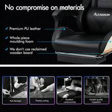 ALFORDSON Gaming Massage Chair, Massage Racing Chair With LED, Ergonomic Desk Chair With 150° Tilt, Retractable Footrest, PU Leather, Height Adjustable, 180 Kg Load Capacity