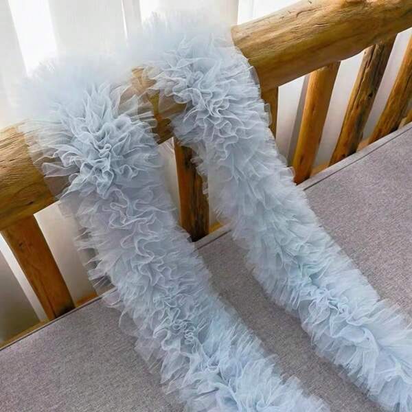 Mehrfarbige geraffte Tüllspitze, mehrschichtige flauschige 3D-gefaltete Quasten, geeignet für Vorhänge, Kostüme und Hüte