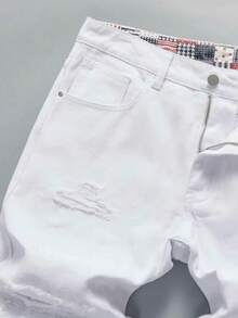 1 Quần Jogger Hàng Hiệu Đường Phố Màu Xanh Dương Cho Nam, Quần Jeans Co Giãn, Thoáng Khí, Có Túi, Màu Trơn, Dáng Dày, Phù Hợp Đi Dạo Phố, Cho Cha Mẹ Và Con Cái, Hoạt Động Ngoài Trời - trắng - Xem 4