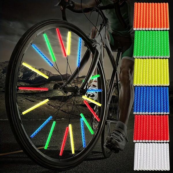 12 reflecterende strips voor fietsen, waarschuwingslichten voor nachtelijk fietsen, reflecterende strips voor fietsen, accessoires voor mountainbiken