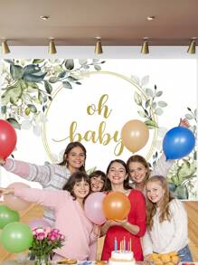1pc Newborn Shower Photography Backdrops Watercolor Gold Green Eucalyptus Leaves Photo Background 59.1*39.4/82.7*59.1/106.3*70.9 Inches Sons Daughters Birthday Party Banner Indoor Outdoor Wedding Decoration Supplies
