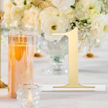 10 peças de números de mesa de casamento dourados de 1 a 10, placas de números de mesa de espelho dourado acrílico com película protetora, adequadas para recepções de casamento, festas, decoração de eventos de aniversário e aniversário, presentes de verão, praia, volta às aulas, materiais escolares, decoração de quarto - Multicolorido - Ver 5