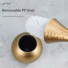 Cepillo de inodoro de lujo, a prueba de agua, en color dorado - Diseño ergonómico de mango largo para la limpieza del baño, higiene del baño, limpieza profunda, uso diario, calidad hotelera, base a prueba de salpicaduras y alcance de 360°. (Moderno, elegante, fácil de limpiar)