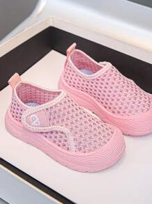 1 Pair Round Toe Kids Sports Casual Shoes With Hook And Loop, Lightweight & Fashionable, Suitable For Outdoor All Season Wear