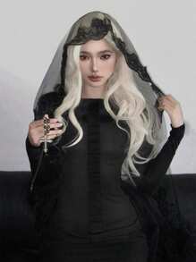 1pc Vampire Bride Dark Gothic Style Black Lace Mesh Headdress, Party Role Playing Props Accessories Headdress, Suitable For Festivals, Parties, Photoshooting Props