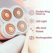 4-Head Electric Shaver, 360° Rotary Rechargeable Hair Removal Device With Replacement Blades, 300mAh Battery - White - View 4