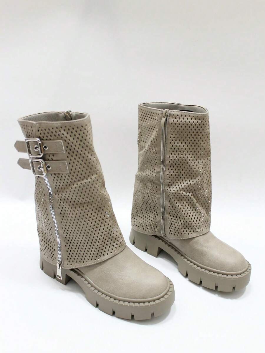 Botas de moda para mujer para primavera - Caqui - Ver 1