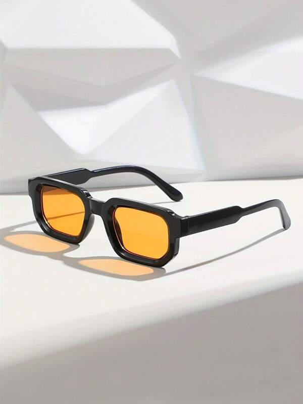 1pc Vintage Style Unique Men's Retro Square Fashion Glasses - Anti-Glare, Acrylic Lenses, Durable PC Frame - Suitable For Casual Gatherings And Parties For Summer Beach Vacation,Outdoor,Travel