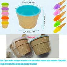 1/3/6 件冰淇淋搅拌碗套装勺 - 易于清洗，可爱的 DIY 冰淇淋碗 - 彩色 - 查看 4