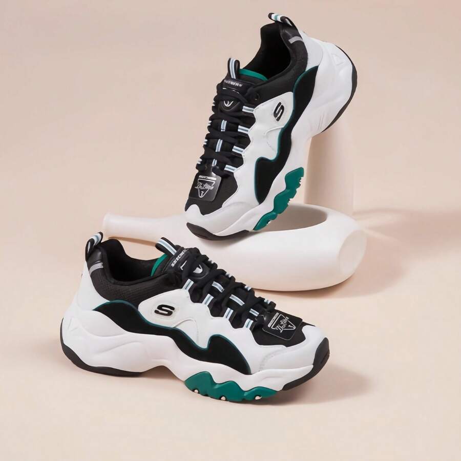 Skechers D'LITES Series Fashion Lace-Up Sports Shoes - Generation 3 Green Panda Sneakers