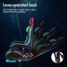 ALFORDSON Gaming Massage Chair, Massage Racing Chair With LED, Ergonomic Desk Chair With 150° Tilt, Retractable Footrest, PU Leather, Height Adjustable, 180 Kg Load Capacity - 薄荷藍 - 查看 6