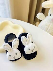 1 pereche de șosete adorabili pentru bebeluși cu tema iepurașului - amestec moale de poliester, antiderapante, șosete de podea pentru toate anotimpurile pentru nou-născuți și bebeluși, 0-1 an, lavabile manual, șosete pentru nou-născuți | Design jucăuș | Textura tricot