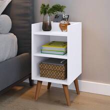 Kit With 2 Bedside Tables With Retro Legs And Compact Max Cell Phone Holder - Blanco - Ver 3