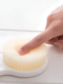 1 White Long Handle Bath Brush, Multi-Functional Back Exfoliating And Shower Cleaning Brush - White - View 6