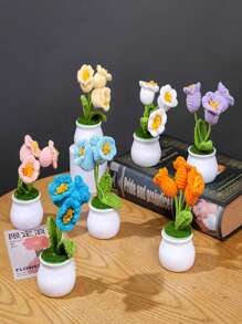 1PC Crochet Flower Pot, Daisy Tulips And Forget Me Not Small Potted Flowers, Gifts For Mom Wife On Mothers Day Valentines, Cute Desk Decor For Women Office Car Dashboard,Crochet Flowers Cute Little Potted Flower, Gift For Birthday, Teacher's Day, Graduation, Anniversary, Christmas, Decor For Car Dashboard,Home Office Decoration ,Halloween Gifts, Halloween Decorations,Bridal Wedding Decorations