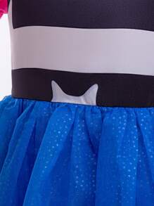 Toddler Girls Cat Dollhouse Costumes For Kids Halloween Carnival Cosplay Dress+Headband 2pcs Outfits Children Fancy Birthday Party Dress UP Gift - Blue - View 7