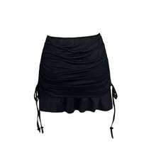 Women's Simple Fashion Ruched Mini Skirt With Low Waist - Black - View 3