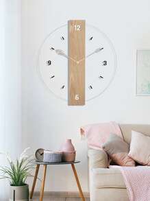 1 Pieza, Reloj de pared de acrílico transparente, reloj de pared con puntero de grano de madera moderna y hoja, diseño personalizado, mecanismo de reloj silencioso sin sonido de tic tac, adecuado para sala de estar, dormitorio, decoración del hogar, cocina, decoración de oficina. Un regalo de vacaciones para amigos. Reloj de pared
