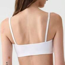 Gym Top Double Band With Removable Pad Thin Strap Zero Transparency Fashion Colors - 白色 - 查看 2