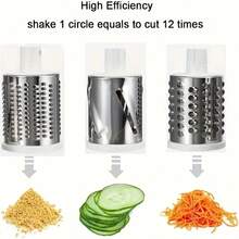 Cheese Grater, Kitchen Mandolin Vegetable Slicing Machine, With 7.62cm Replaceable Blades, Easy-To-Clean Rotary Fruit Grater Slicing Machine, Potato, Carrot, Nut Grinder - Multicolor - View 4