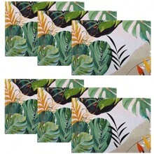 1/4/6/8/12 Pcs Linen Dining Table Placemats, Washable Ocean Seashell Printed Table Mats, Surface Protective Pads, Indoor Outdoor Dining Table Decor, Suitable For Holiday Parties & Kitchen