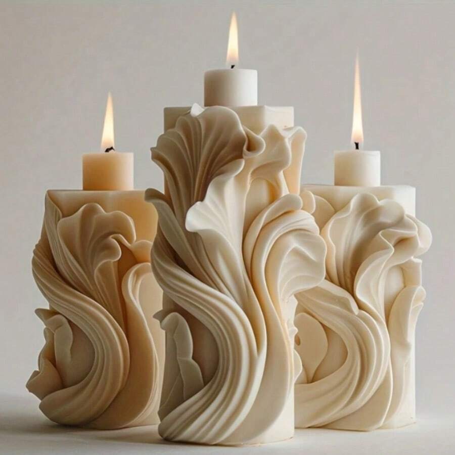 1 Stück Silikonform für duftende Kerzen im Wellendesign - asymmetrisches Wassermuster, geeignet für Harz- und Gipshandwerk, dekorative Säulenkerzenherstellung, herbstliche Geschenkideen