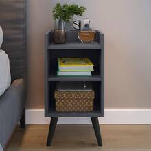 Compacta Max Bedside Table With Niche And Cell Phone Holder - Grey - View 3
