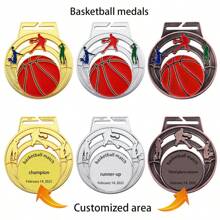 1pc Customized Sports Medal, 8 Sport Patterns To Choose From Including Basketball, Football, Table Tennis, Badminton, Volleyball, Swimming, Martial Arts, Running, Personalize The Back With Competition Details, Suitable For Sports Meets, Club Events, Competitions, And Gifts For Athletic Friends