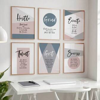 Set de 1/3 piezas de arte de pared moderno, carteles con citas motivacionales, impresiones inspiradoras para oficina, sala de estar, dormitorio, decoración para el hogar sin marco - Estilo