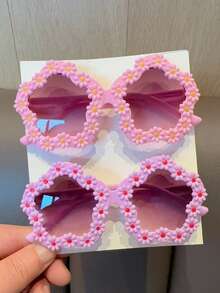 2/3/4pcs 2026 Cute Sunflower Design Fashion Glasses For Girls, Fashion Heart-Shaped Eyeglasses, Card Display Only, Excludes Shipping Fee - Multicolor - View 5