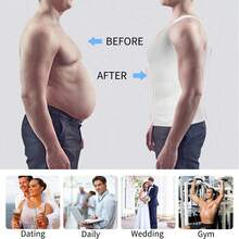 Men Slimming Body Shaper Chest Compression Shirts Tummy Control Shapewear Abs Abdomen Slimming Vest Waist Trainer Corset Tank Tops Black - màu đen - Xem 8