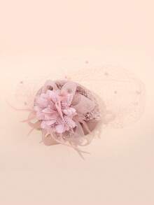 1pc Kids Tulle Flower Veil Tea Party Mini Hat, Suitable For Girls Daily Outfit And Photography - Flowers - View 8