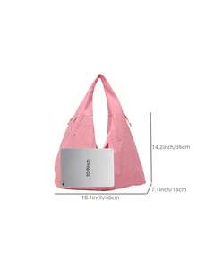 Fashionable Solid Color High-Capacity Multi-Pocket Shoulder & Underarm Tote Bag - Pink - View 7