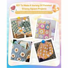 Blanket Crochet Kit For Beginners, Granny Squares Crochet Blanket Kit With Soft Yarns Detailed Instruction, Complete Crochet Starter Kit For Daisy Blanket, Easy To Learn Yarn Kit - Green-daisy - View 7