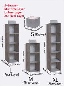 Hanging Wardrobe Storage Organizer - Foldable Hanging Storage Rack For Cabinets, Closets And Wardrobes, Space-Saving Bedroom Storage Solution With Drawer Shelves, Multi-Layer Non-Woven Hanging Storage Bags For Shoes, Clothes And Kitchen Items, Gray Linen Pattern Home, Room And Autumn Decor, Versatile Hanging Organizer