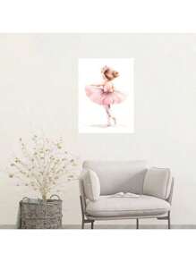 1/6PCS Optional Frame Posters Wall Arts Modern Pink Ballerina Girl Unicorn Butterfly Poster Kids Room Decorative Posters Wall Bedroom Decor ,Wall Art With Frame