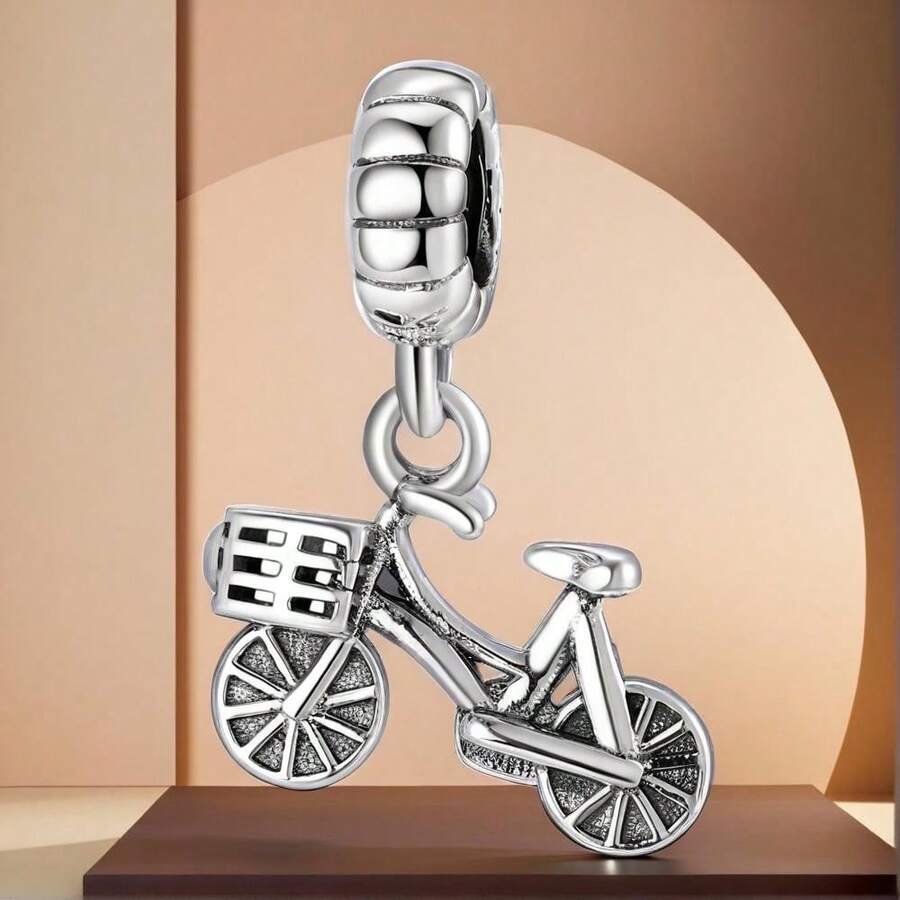 MAGIC CHARMS 1pc 925 Sterling Silver Bicycle Charm Pendant Bead Fit Original Bracelet DIY Jewelry Accessories - White - View 1