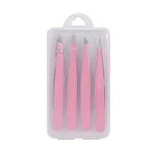 [Tube Packaging] Stainless Steel Light Pink Eyebrow Tweezers Set For Eyebrow & Facial Hair Plucking, With High Precision Straight And Slant Tips, Portable And Ideal For Home Use, Tools For Men