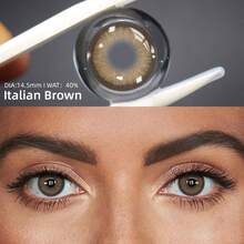 2 Pieces Gray Brown Color Contact Lenses Eye Makeup Soft Contact Lenses Yearly Glasses Cosmetic Soft Lens Halloween Costume Cosplay - Brown - View 2