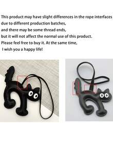 Cute Big-Eyed Arched Back Cat Bag Hanging Charm,Keychain, Cartoon Animal Shaped Bag Accessory,Mobile Phone Strap Creative Bag Charm, Small Animal Accessory Gifts For Women - Black - View 4