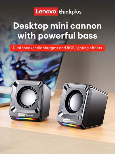 Lenovo A01 Dual Speakers Desktop Mini Dual Speakers Subwoofer Surround Sound RGB Lighting Effect Wired Multi-Mode Wireless Desktop PC Subwoofer Speaker For USB/3.5MM Interface