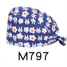 1 pièce Casquette de protection en polyester à motif dessin animé, convient pour dentaire, hôpital, infirmière pédiatrique, vétérinaire, chef, cheveux longs, unisexe, 4 saisons