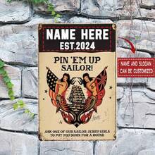 Biển hiệu kim loại Seaman tùy chỉnh - Tên và văn bản được cá nhân hóa, Đồ trang trí tường theo phong cách Mỹ cổ điển, Thích hợp cho quầy bar tại nhà hoặc hang động của đàn ông, 8x12 inch (20x30 cm), Phụ kiện hang động của đàn ông | Chủ đề thủy thủ cổ điển | Biển hiệu kim loại, Đồ trang trí hàng hải - nhiều màu - Xem 6