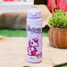 1pc Cute Cartoon Unicorn Water Bottle - 800ml Capacity, Straw Cup, With Carrying Strap, Leak-Proof, Shockproof, Portable - Suitable For Travel, Outdoor Activities, Student Use - Ideal For Valentine's Day, Mother's Day, Thanksgiving, Christmas And New Year Gifts - Multicolor - View 6