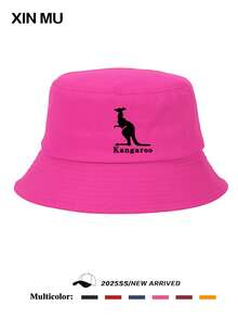 1pc"Kangaroo" Animal Theme Print Multi-Color Available Monochrome Bucket Hat Men's Casual Sunscreen Couple Hat Women's Simple Sun Hat Soft And Comfortable Simple Breathable Street Suitable For Beach Vacation Outdoor Sports - Fur Brim Bucket Hat - View 16