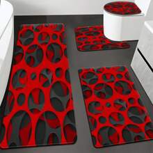 4pcs Multicolor Modern Art Series Rich Color Pattern Comfortable Bath Mat For Toilet, Bathroom, Bedroom